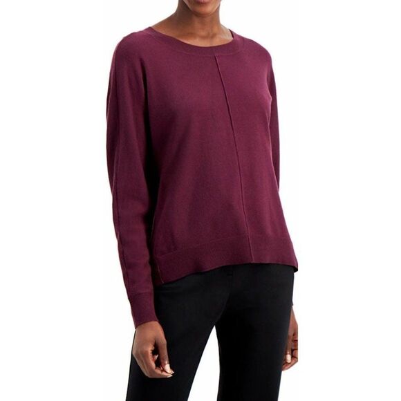 Alfani Pullover Sweater Top XS Dark‎ Purple Women's Seam-Front Relaxed NEW - Picture 5 of 7